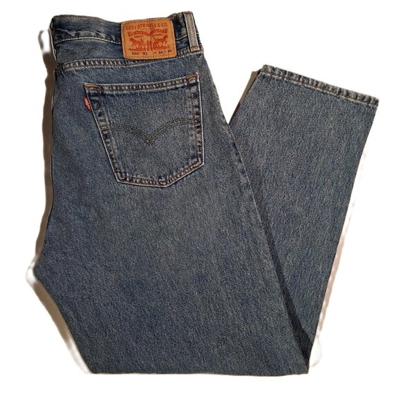 LEVI'S 550 '92 Jeans  34 x 28.5  Medium Washed  Relaxed Tapered Fit  Cotton  GUC - Picture 1 of 11